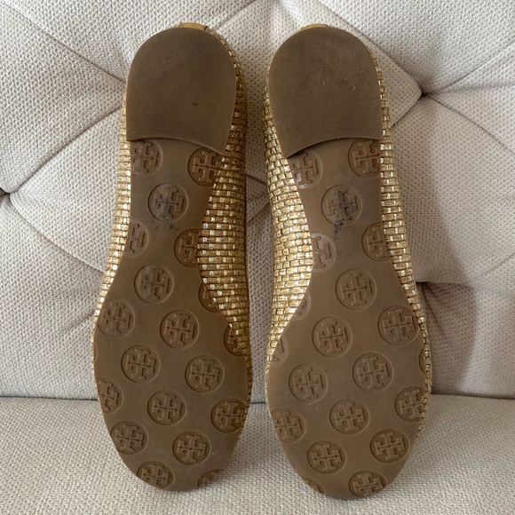 Tory Burch Gold Straw Reva Flat - Picture 5 of 6